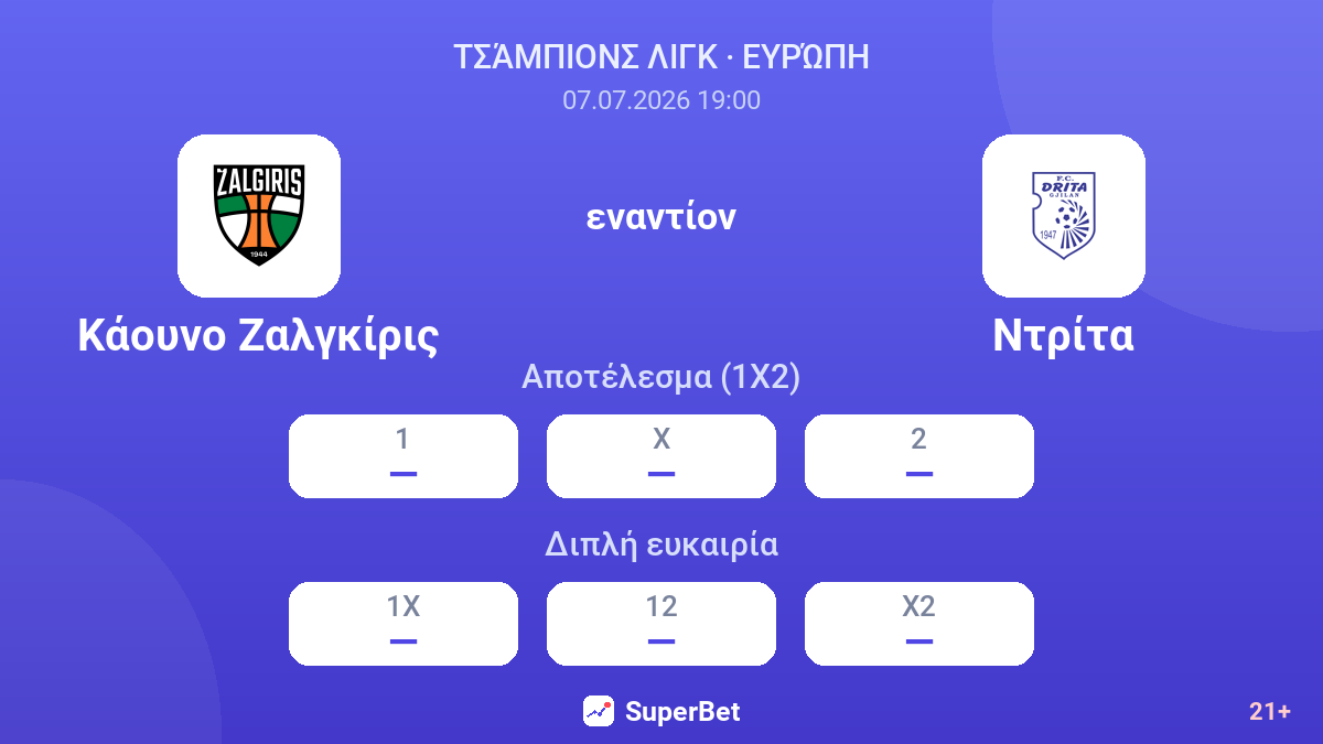 Κάουνο Ζαλγκίρις εναντίον Ντρίτα — αποδόσεις
